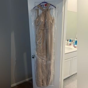 Azazie Champange High Neck Bridesmaids Dress Size 10